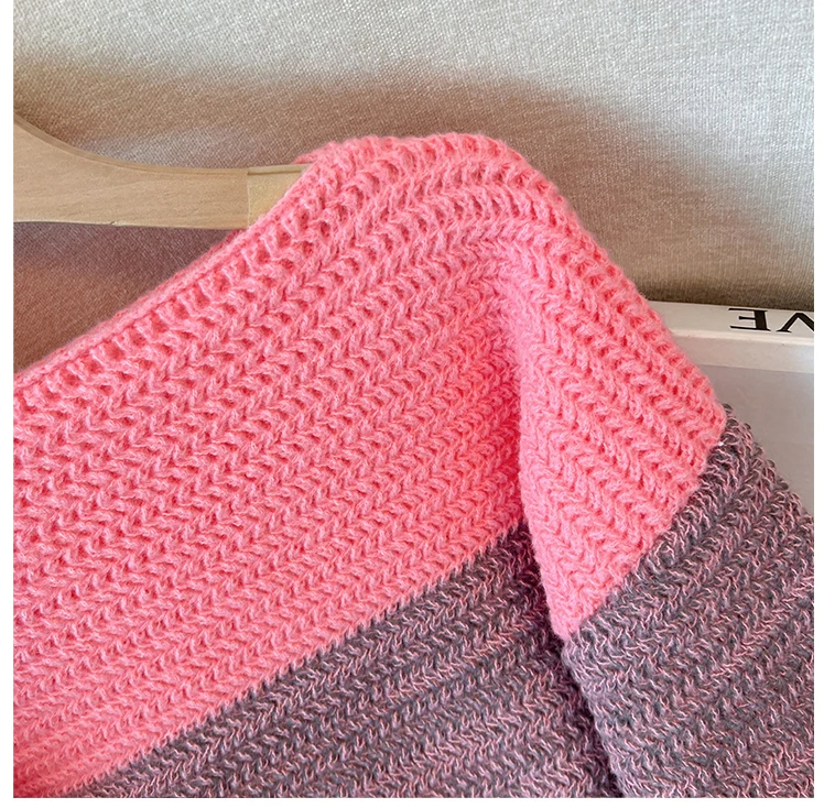 EB | Gemütlicher Plus Size Fauler Tag Patch Farb Sweater