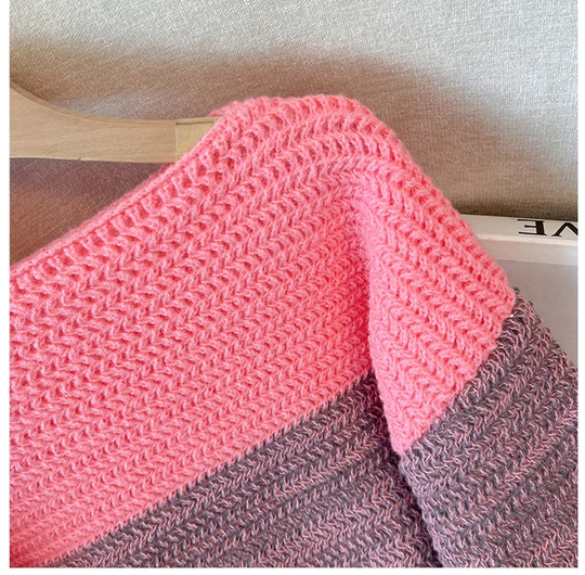EB | Gemütlicher Plus Size Fauler Tag Patch Farb Sweater