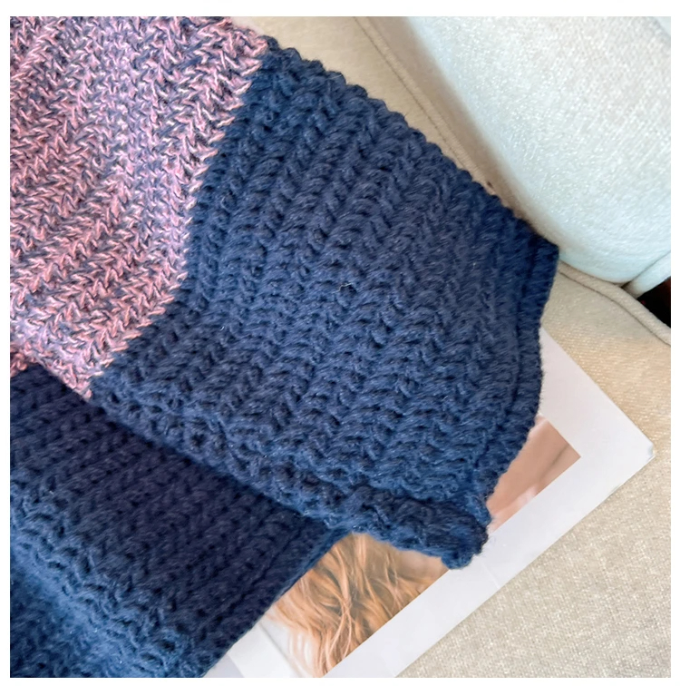 EB | Gemütlicher Plus Size Fauler Tag Patch Farb Sweater