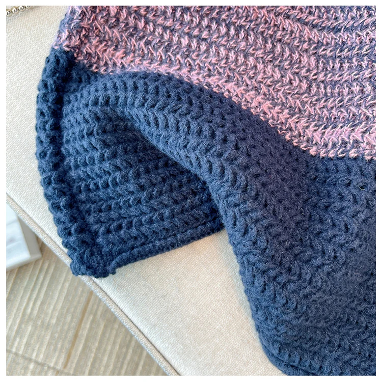 EB | Gemütlicher Plus Size Fauler Tag Patch Farb Sweater