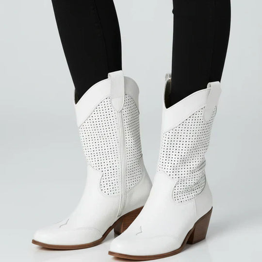 Mit Perforation Und WesternAbsatz Damen EB