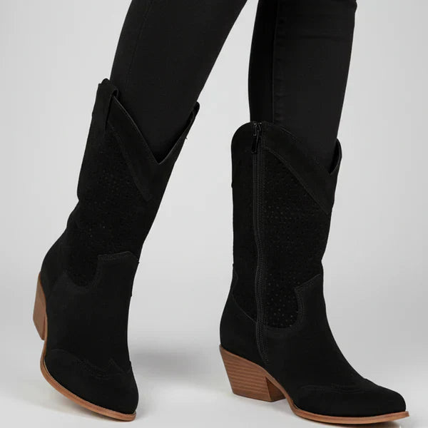 Mit Perforation Und WesternAbsatz Damen EB