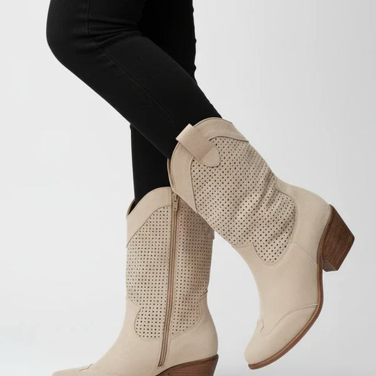 Mit Perforation Und WesternAbsatz Damen EB