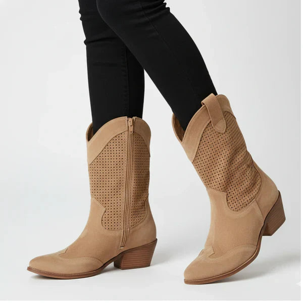 Mit Perforation Und WesternAbsatz Damen EB