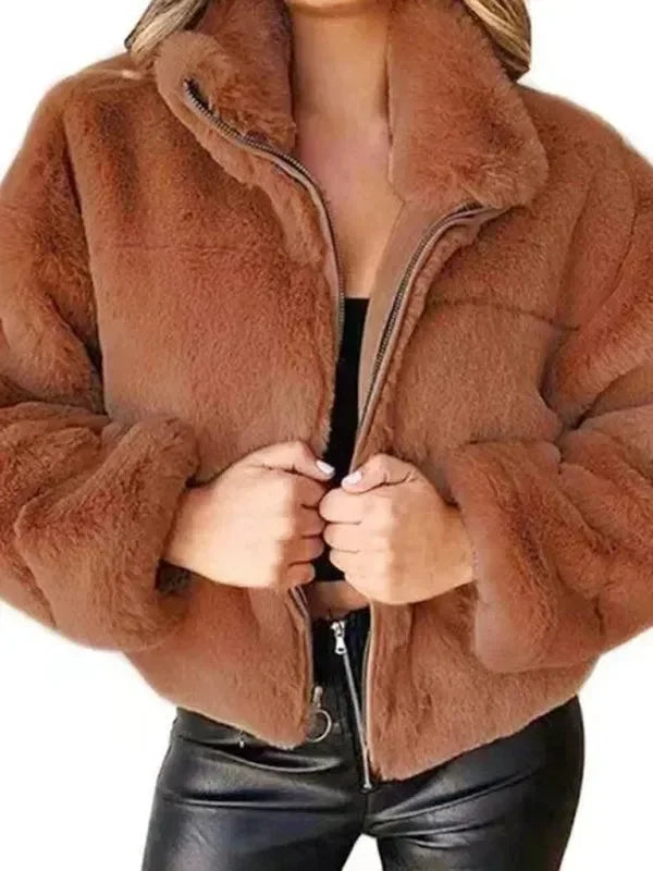 EB | Gemütliche Lockere Damen Crop Fleece Jacke
