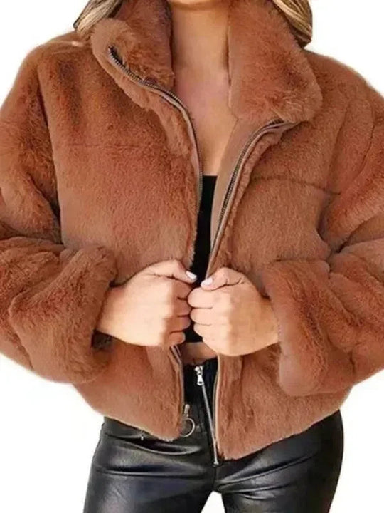 EB | Gemütliche Lockere Damen Crop Fleece Jacke