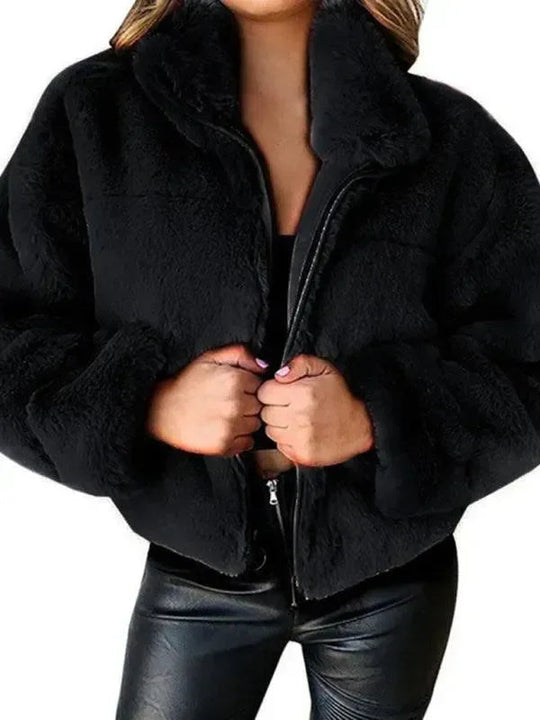 EB | Gemütliche Lockere Damen Crop Fleece Jacke