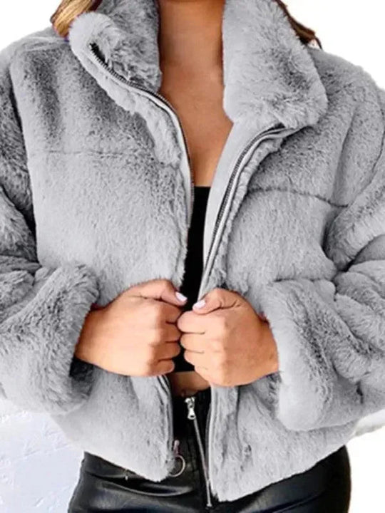 EB | Gemütliche Lockere Damen Crop Fleece Jacke