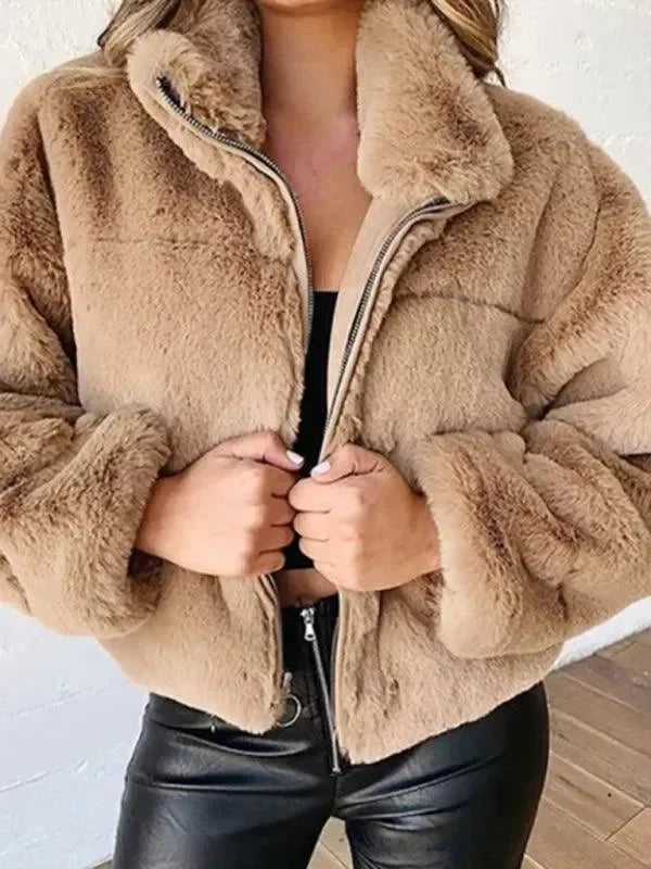 EB | Gemütliche Lockere Damen Crop Fleece Jacke