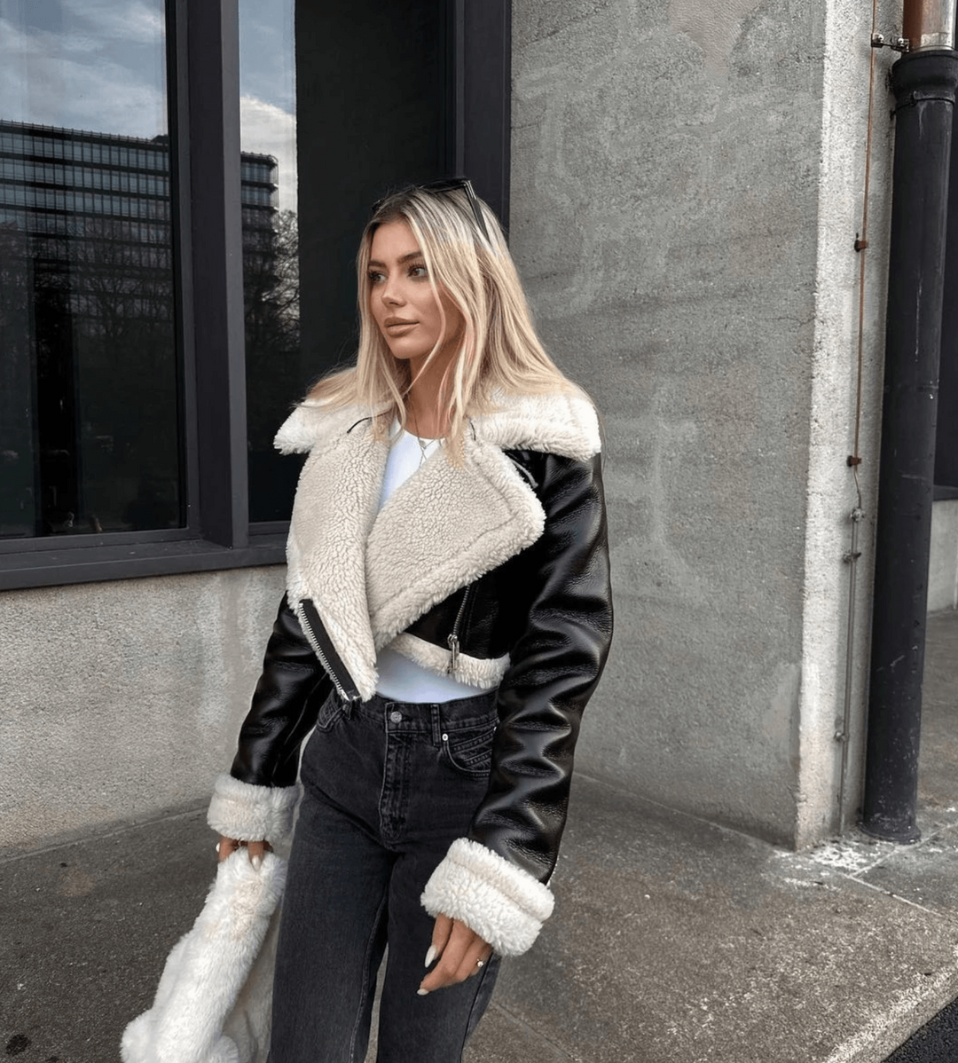 EB | Stilvolle Lederjacke mit Fellbesatz für Kalte Tage