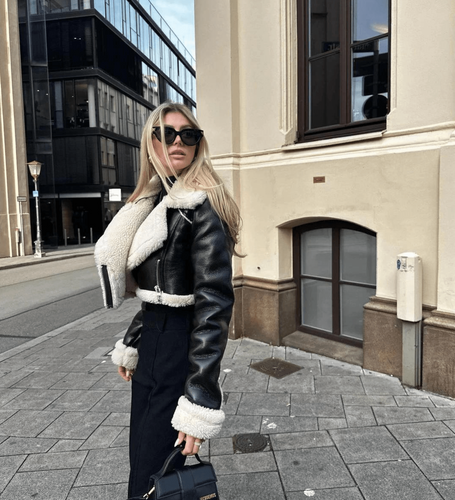 EB | Stilvolle Lederjacke mit Fellbesatz für Kalte Tage