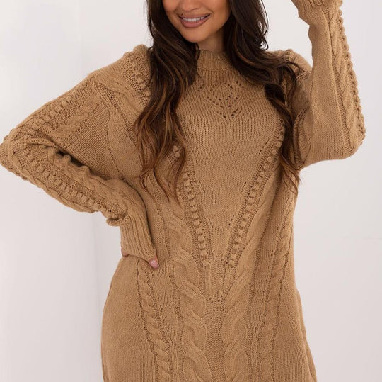 EB | Strickkleid mit Kabelmuster Warm und Komfortabel Eleganter Stil