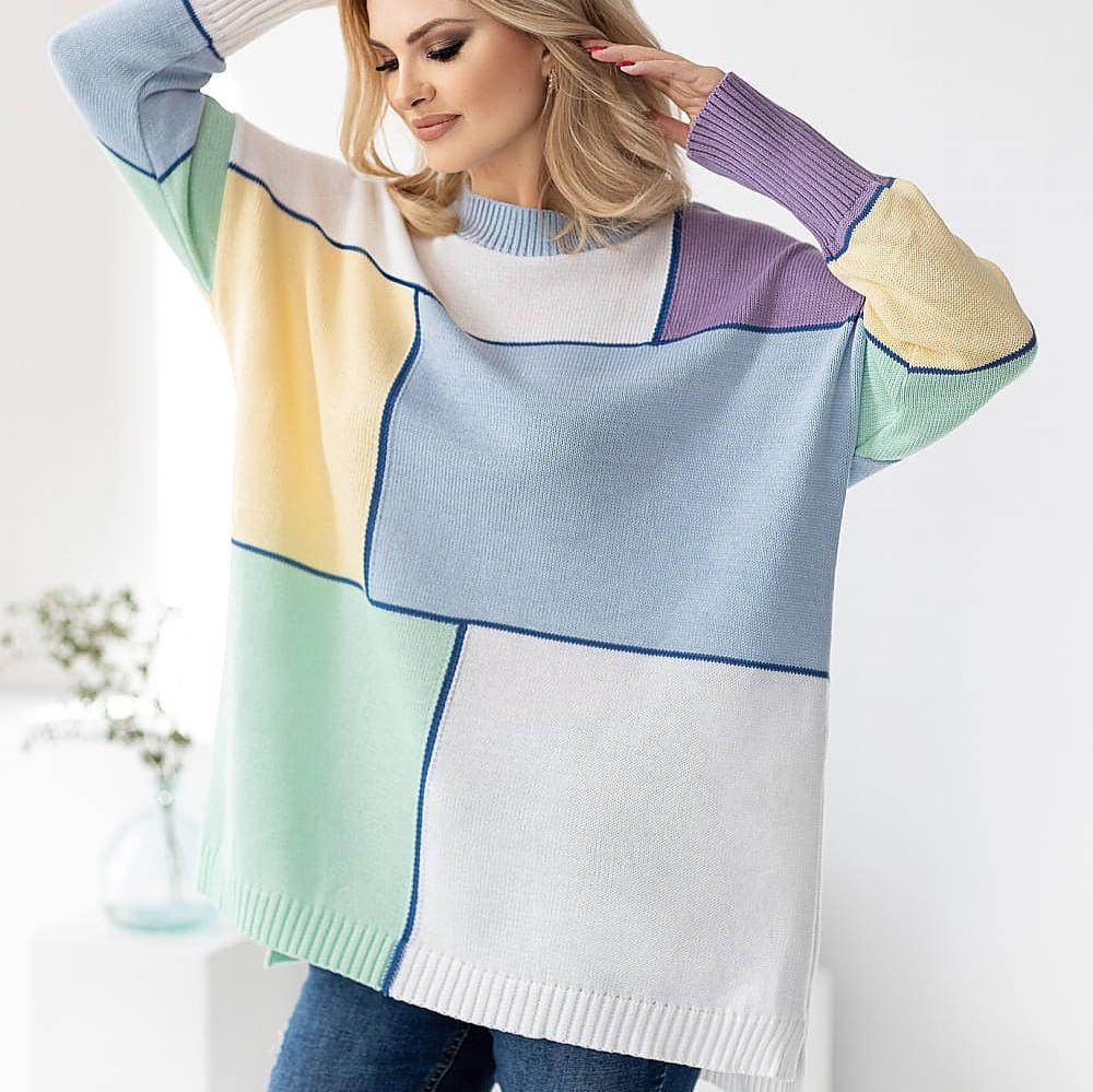 EB | Strickpullover mit Grafischem Muster Oversized Fit Weich und Bequem