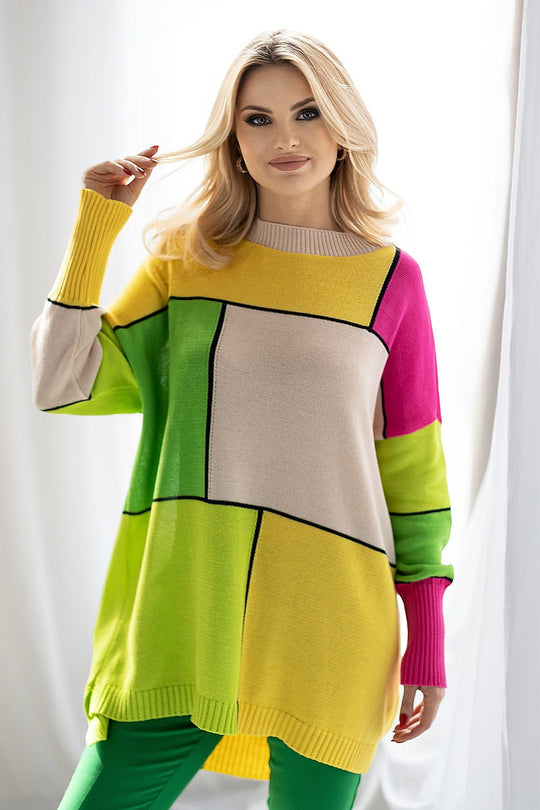 EB | Strickpullover mit Grafischem Muster Oversized Fit Weich und Bequem