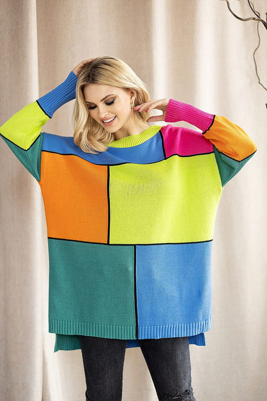 EB | Strickpullover mit Grafischem Muster Oversized Fit Weich und Bequem