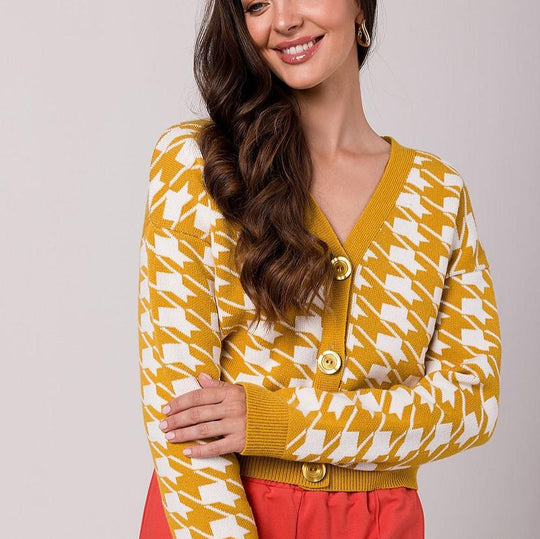 EB | Hahnentritt Cardigan Weiche Strickware Zeitloses Muster