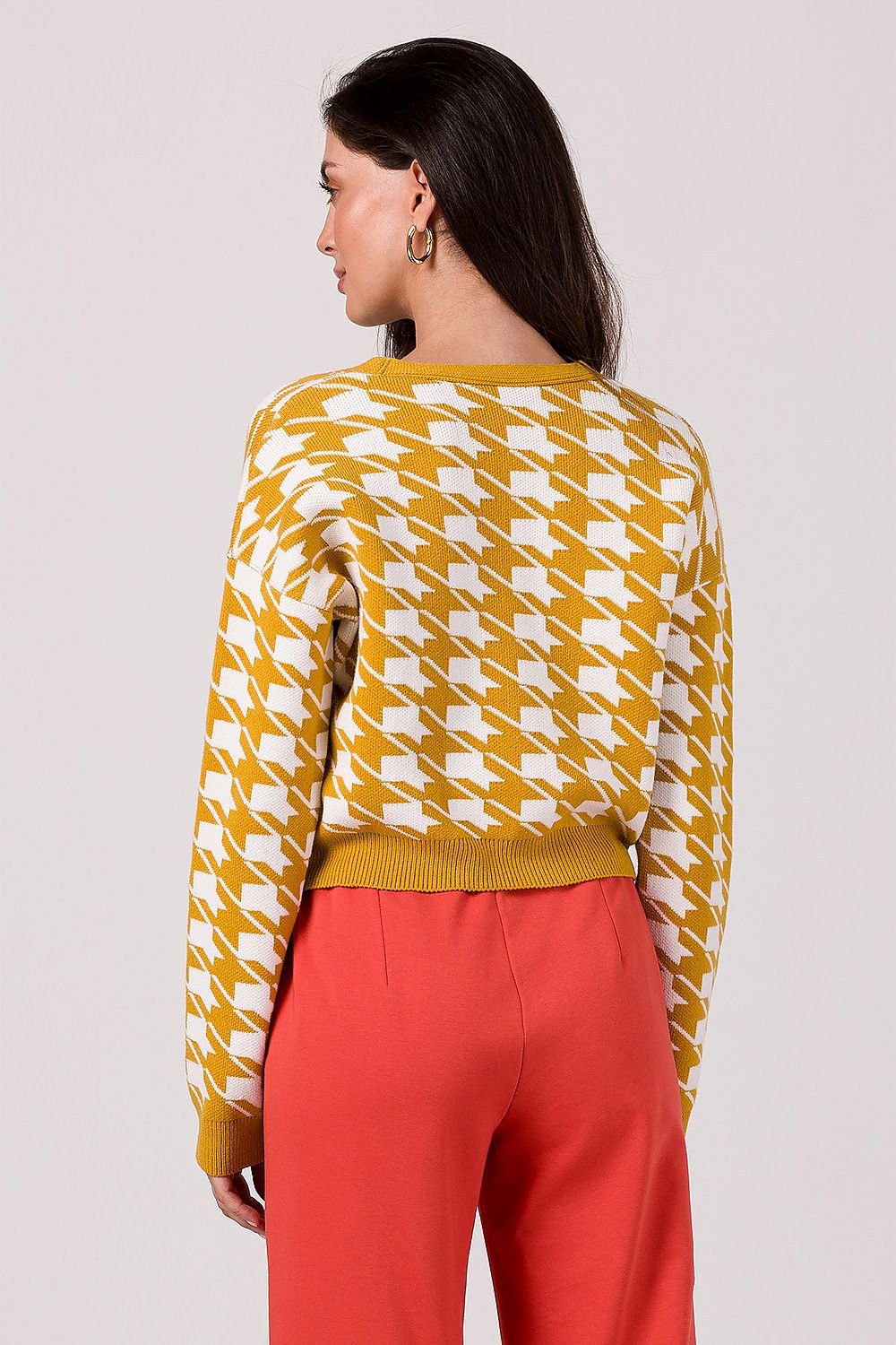 EB | Hahnentritt Cardigan Weiche Strickware Zeitloses Muster