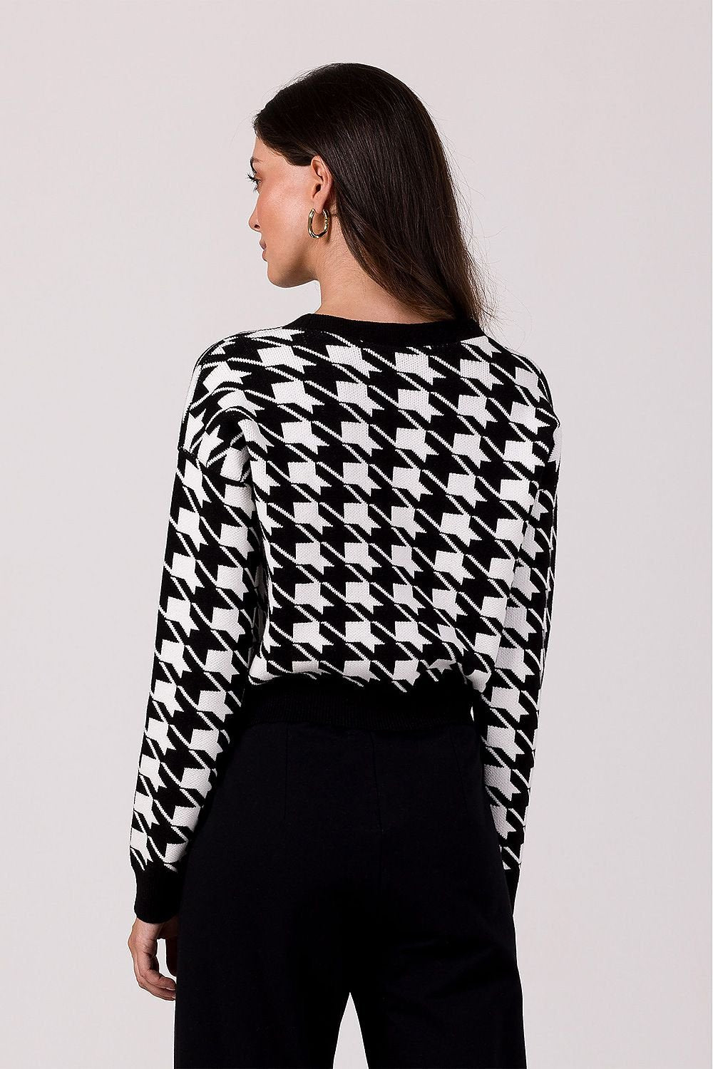 EB | Hahnentritt Cardigan Weiche Strickware Zeitloses Muster