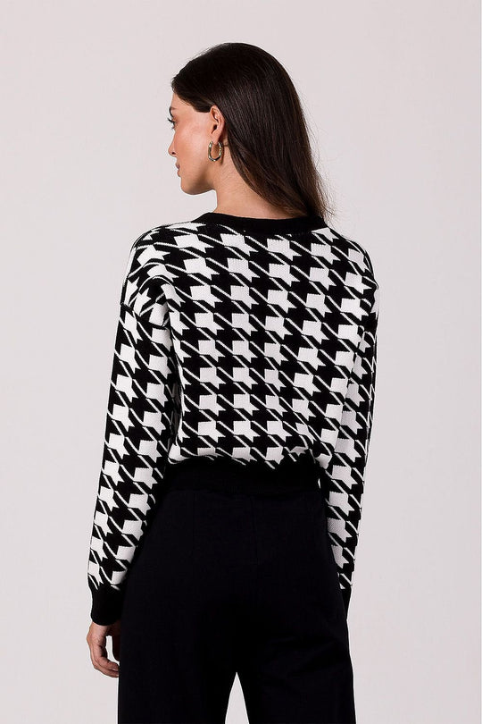EB | Hahnentritt Cardigan Weiche Strickware Zeitloses Muster