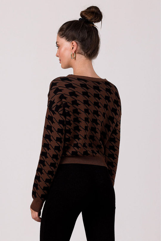 EB | Hahnentritt Cardigan Weiche Strickware Zeitloses Muster