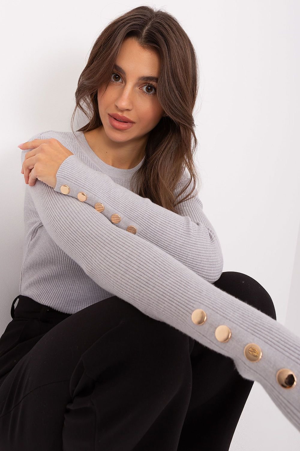 EB | Rippstrick Bluse mit Knöpfen Weich und Elegant Zeitloses Aussehen