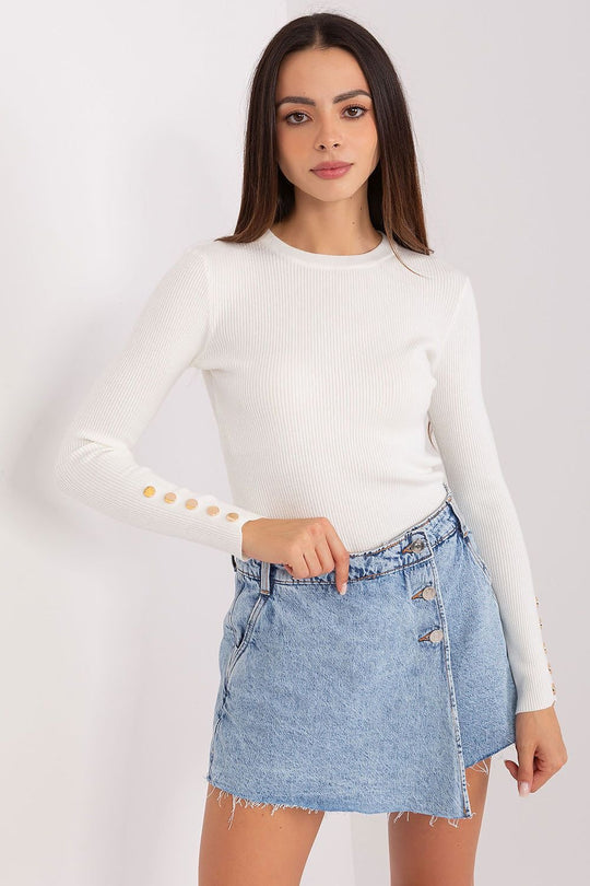 EB | Rippstrick Bluse mit Knöpfen Weich und Elegant Zeitloses Aussehen