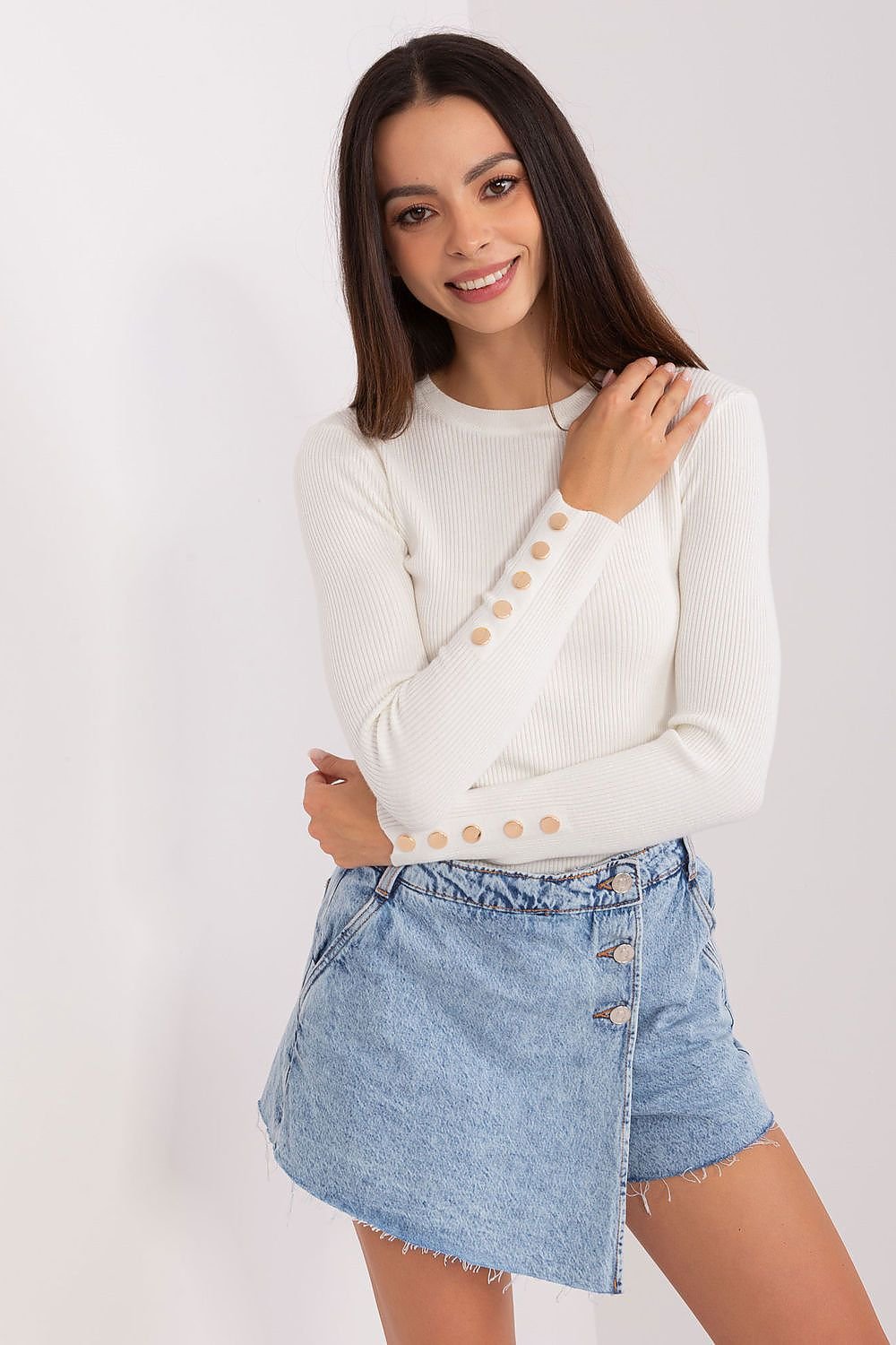 EB | Rippstrick Bluse mit Knöpfen Weich und Elegant Zeitloses Aussehen