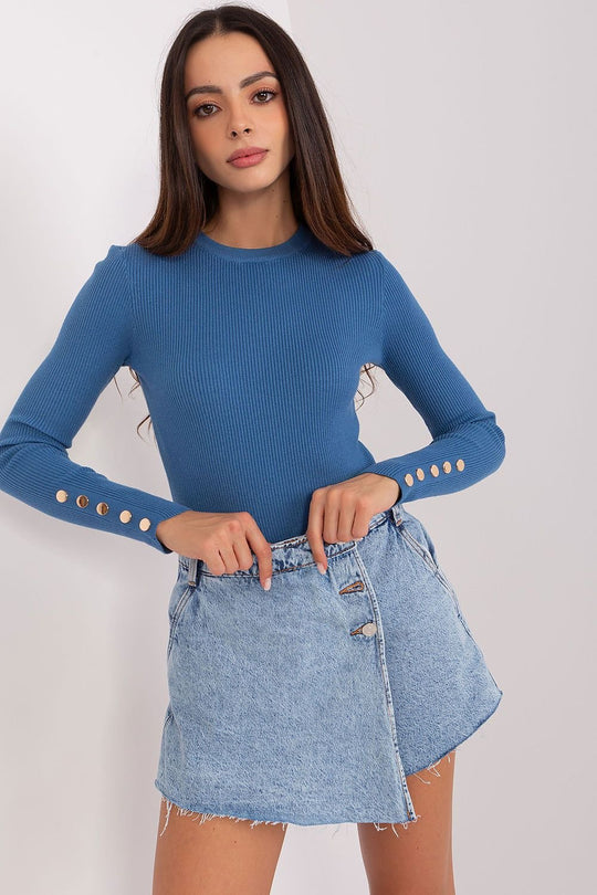 EB | Rippstrick Bluse mit Knöpfen Weich und Elegant Zeitloses Aussehen