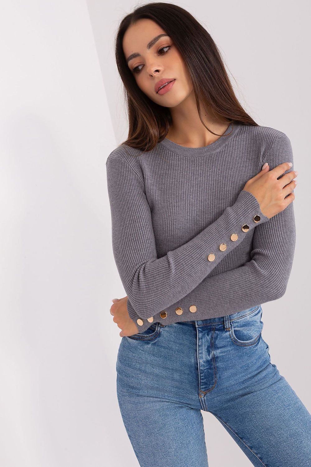 EB | Rippstrick Bluse mit Knöpfen Weich und Elegant Zeitloses Aussehen