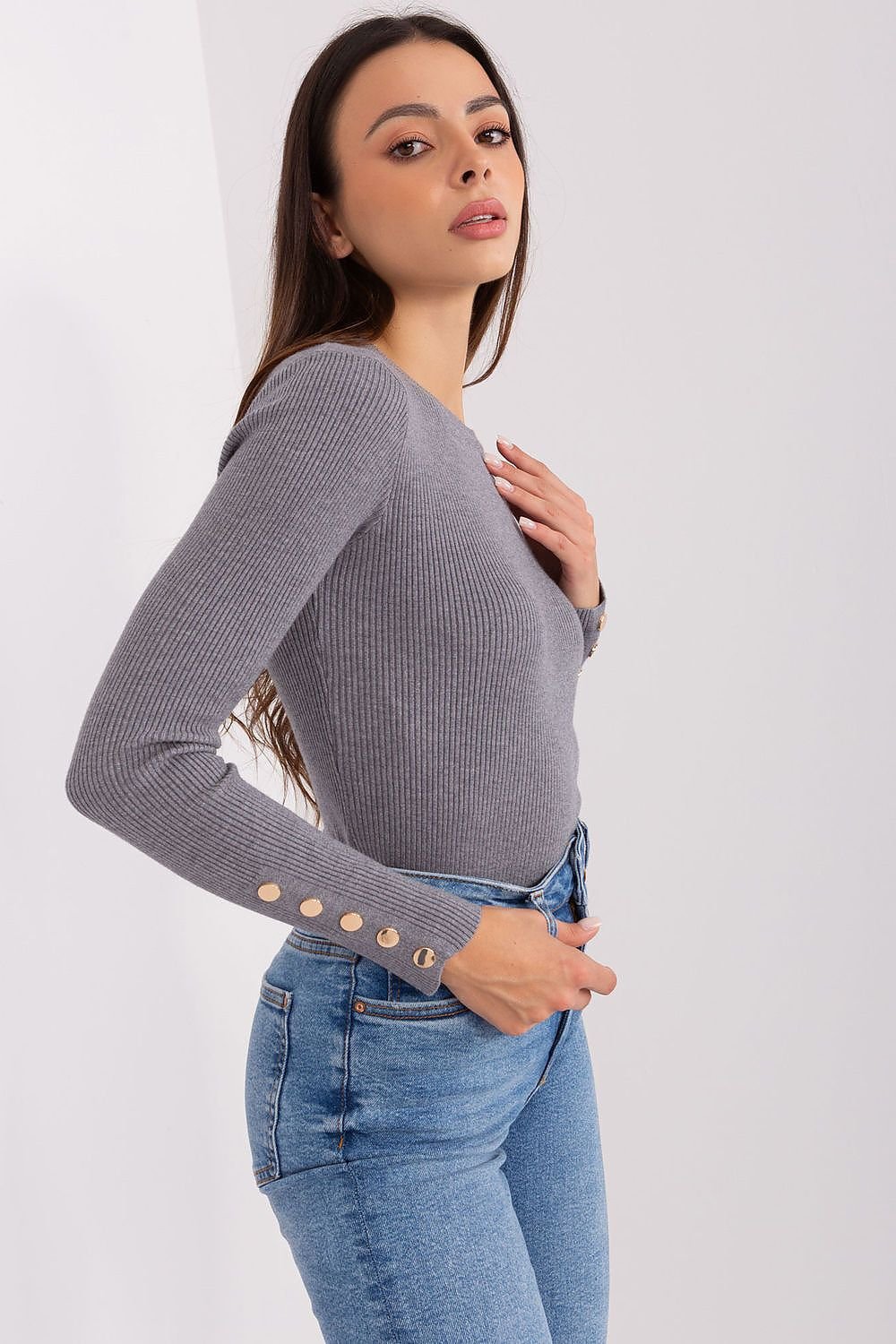 EB | Rippstrick Bluse mit Knöpfen Weich und Elegant Zeitloses Aussehen
