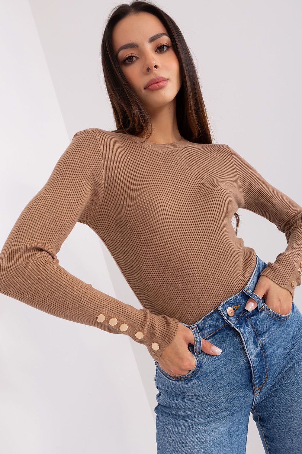 EB | Rippstrick Bluse mit Knöpfen Weich und Elegant Zeitloses Aussehen