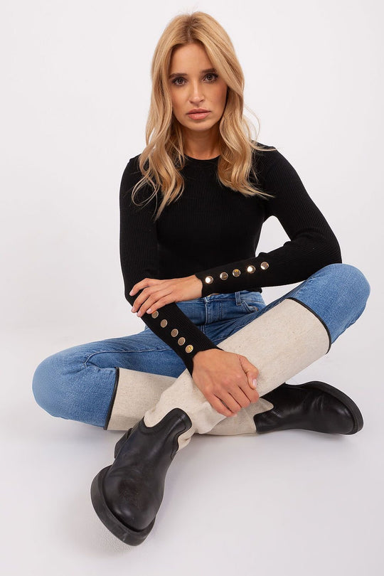 EB | Rippstrick Bluse mit Knöpfen Weich und Elegant Zeitloses Aussehen