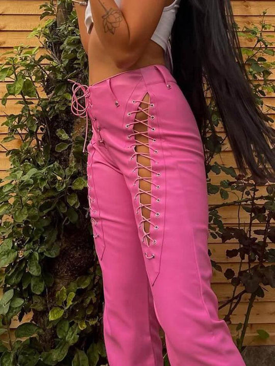 EB | Cutout Schnürung PU-Hose