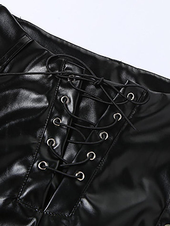 EB | Cutout Schnürung PU-Hose