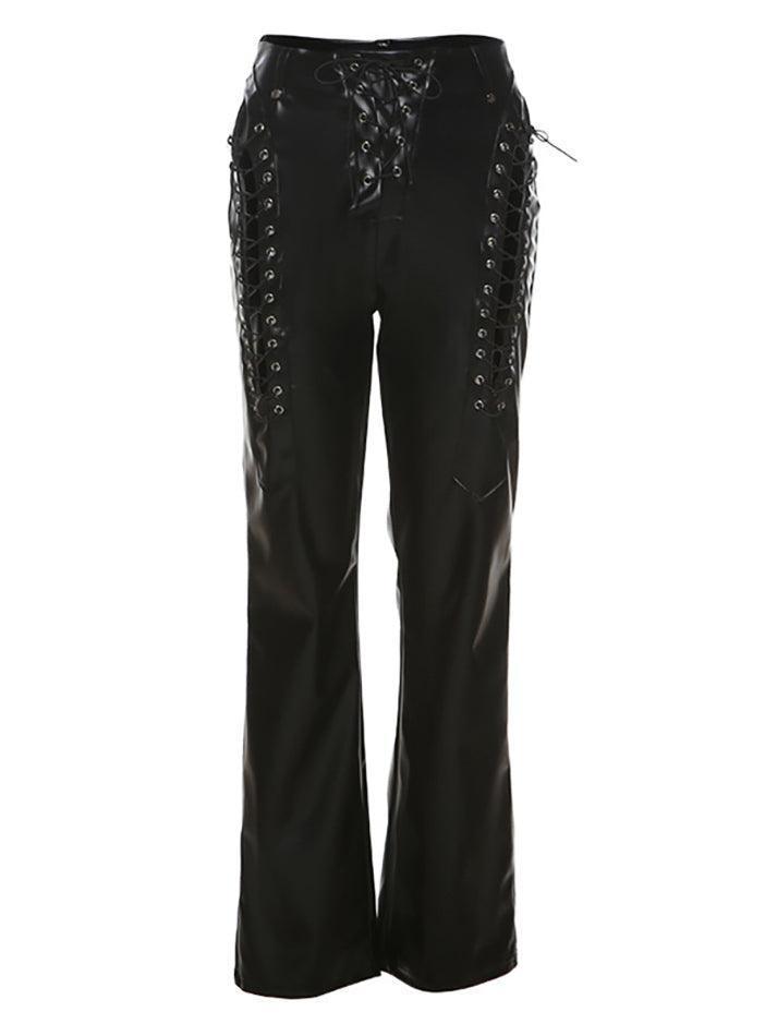 EB | Cutout Schnürung PU-Hose