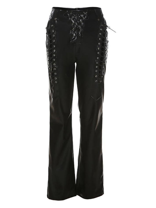 EB | Cutout Schnürung PU-Hose