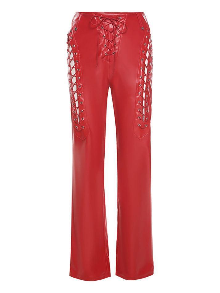 EB | Cutout Schnürung PU-Hose