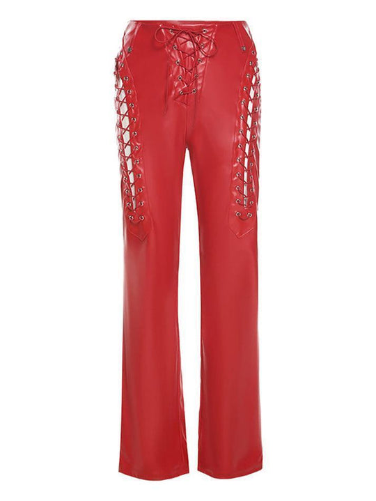 EB | Cutout Schnürung PU-Hose