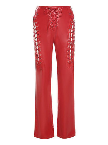 EB | Cutout Schnürung PU-Hose