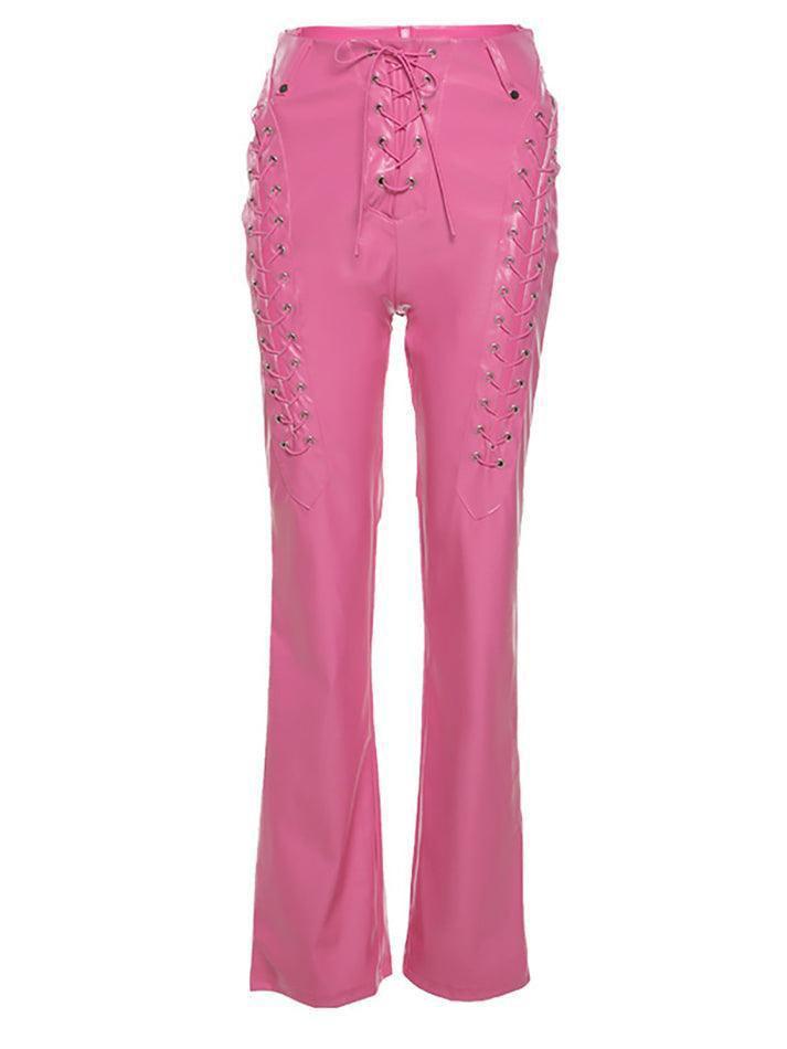 EB | Cutout Schnürung PU-Hose