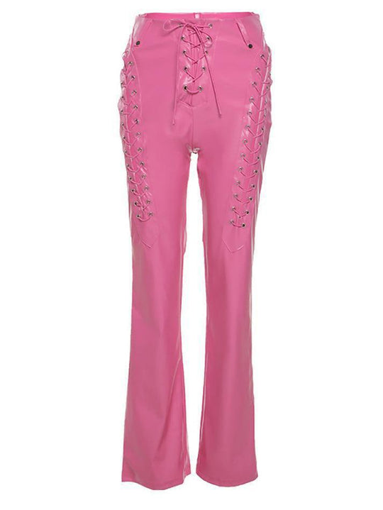EB | Cutout Schnürung PU-Hose