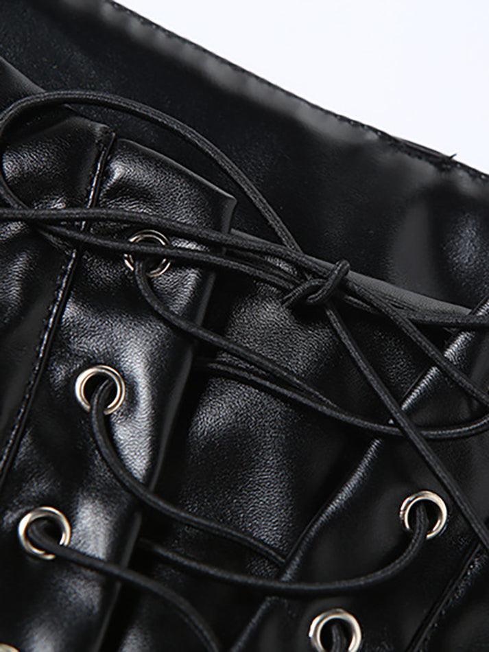 EB | Cutout Schnürung PU-Hose