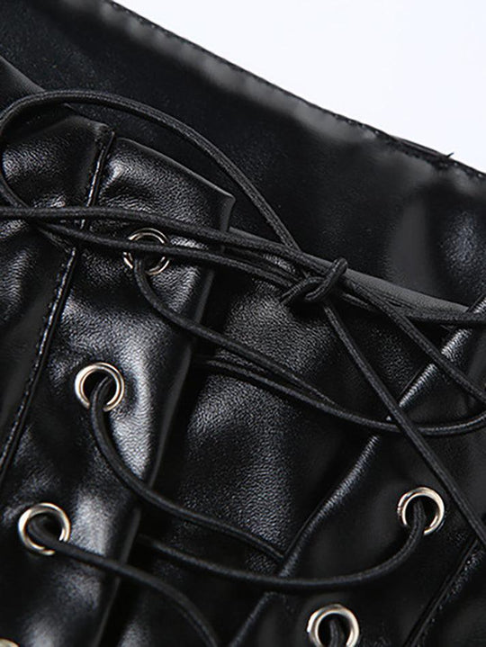 EB | Cutout Schnürung PU-Hose