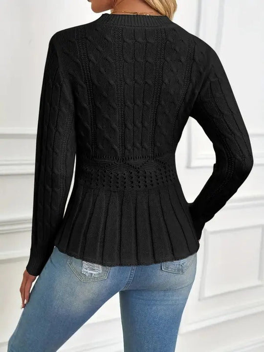 EB | Bequemer Schicker Grobstrickpullover mit Rundhalsausschnitt