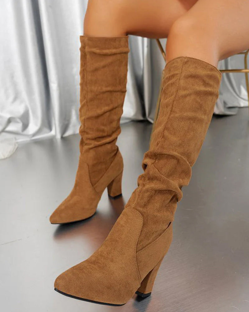 EB | Stylische Damen Stiefel mit Hohen Absätzen In Uni Farbe