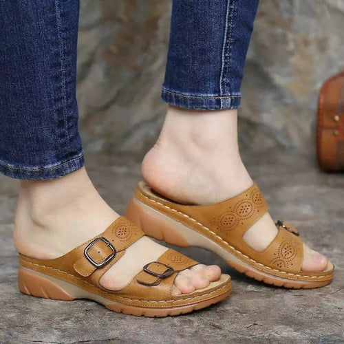 Damen Sandalen aus Leder mit verstellbarem Riemen EB EB