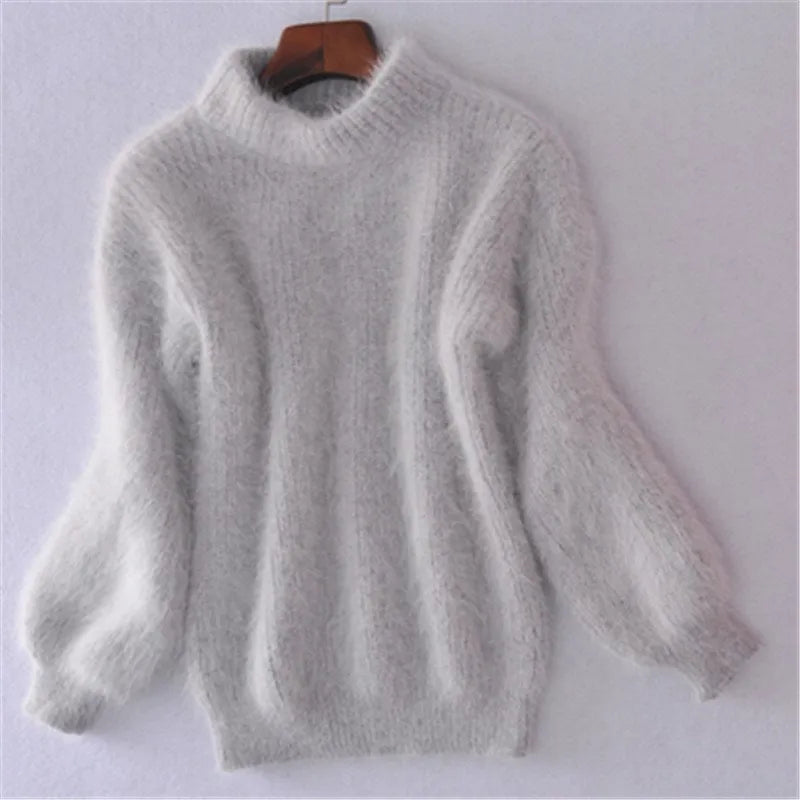 EB - Lockere gestrickte einfarbige Pullover - Vintage Angora Pullover