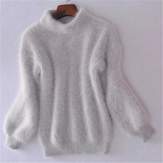 EB - Lockere gestrickte einfarbige Pullover - Vintage Angora Pullover