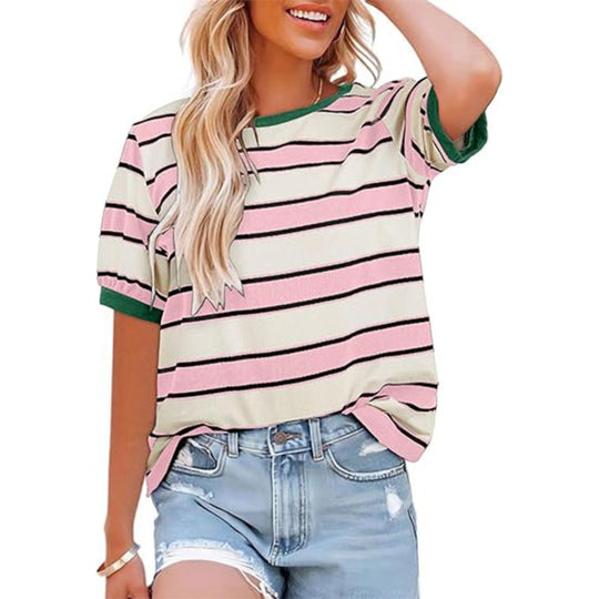 EB | Gestreiftes T-Shirt mit Rundhalsausschnitt für Damen
