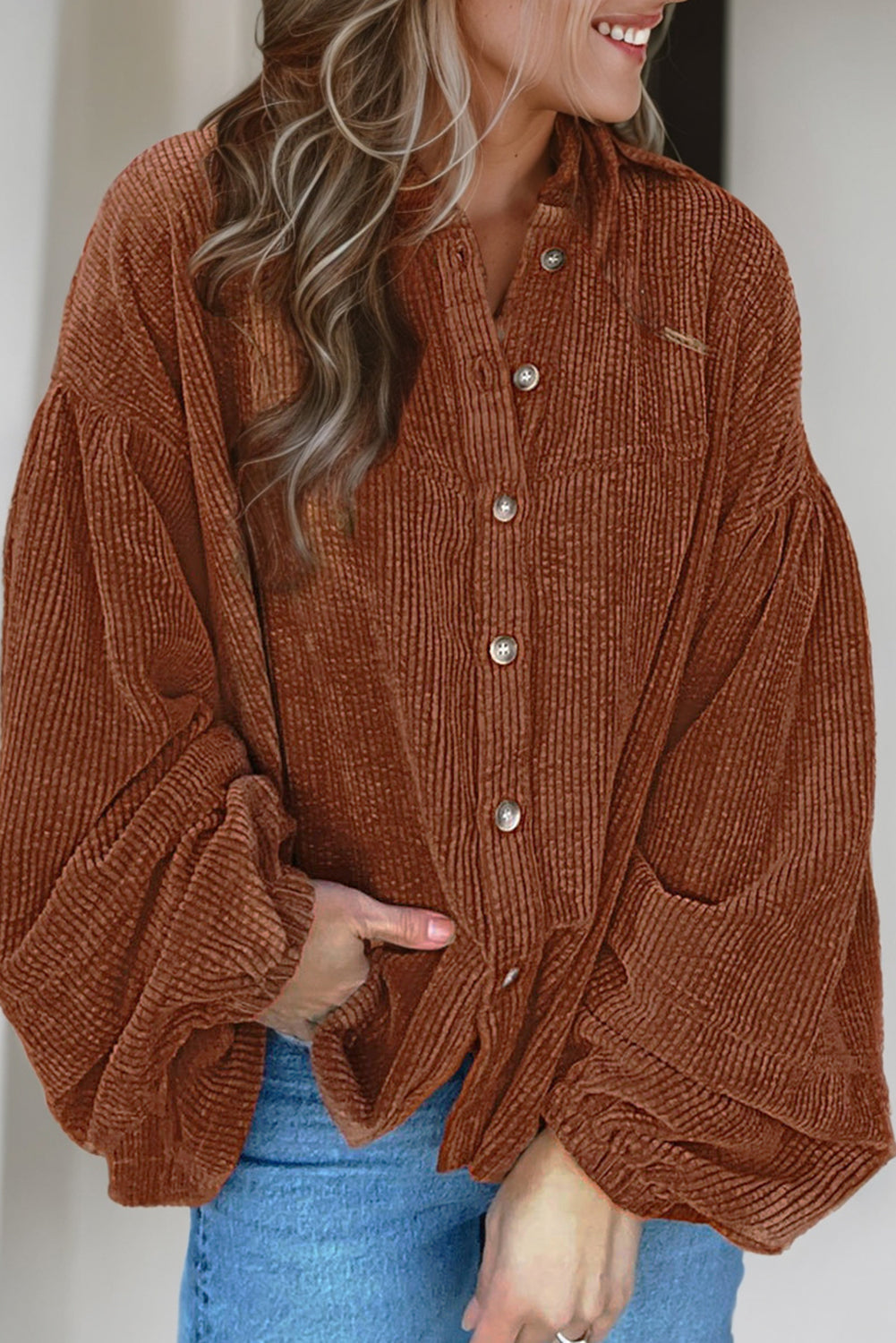 EB | Lockere Hemd Aus Cord Polyester Stilvoll und Bequem